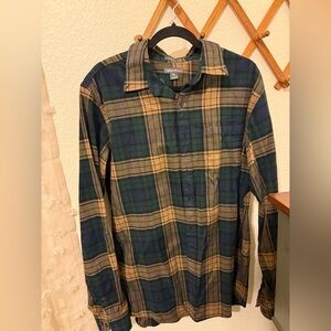 Eddie Bauer Blue and Tan Plaid Shirt